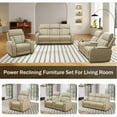 thumbnail image 3 of Golden Furniture 3-Piece Beige Breathing Leather Power Reclining Living Room Sofa Set, 3 of 9