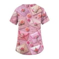 thumbnail image 5 of Valentines Day Scrub Tops Women Plus Size Loose V Neck Cute Love Heart Printed Scrub Shirts Hoilday Short Sleeve Scrubs Nursing Workwear Medical Nurse Uniform with Pockets Purple Pink 2XL, 5 of 5