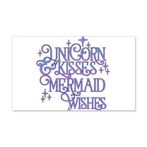 CafePress - UNICORN KISSES And MERMAID WISHES Wall Decal - 20x12 Wall Decal