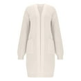 thumbnail image 2 of Coats for Women Long Sleeved Pockets Cardigan Casual Knitted Casual Sweater Jacket,Womens Tops White S, 2 of 4