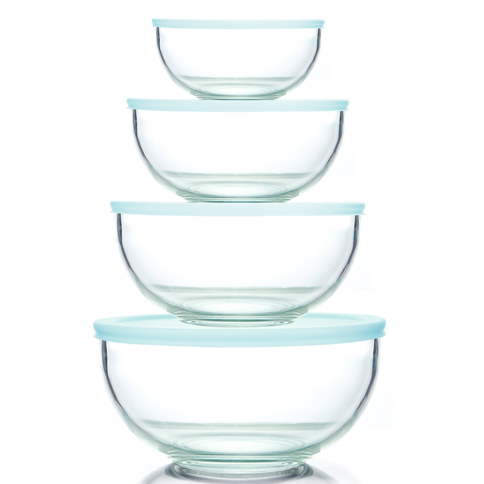 WhiteRhino Glass Bowls with Lids, 3 Packs Clear Mixing Bowls Set for  Salad,Cake, Large Mixing Bowl for Kitchen 