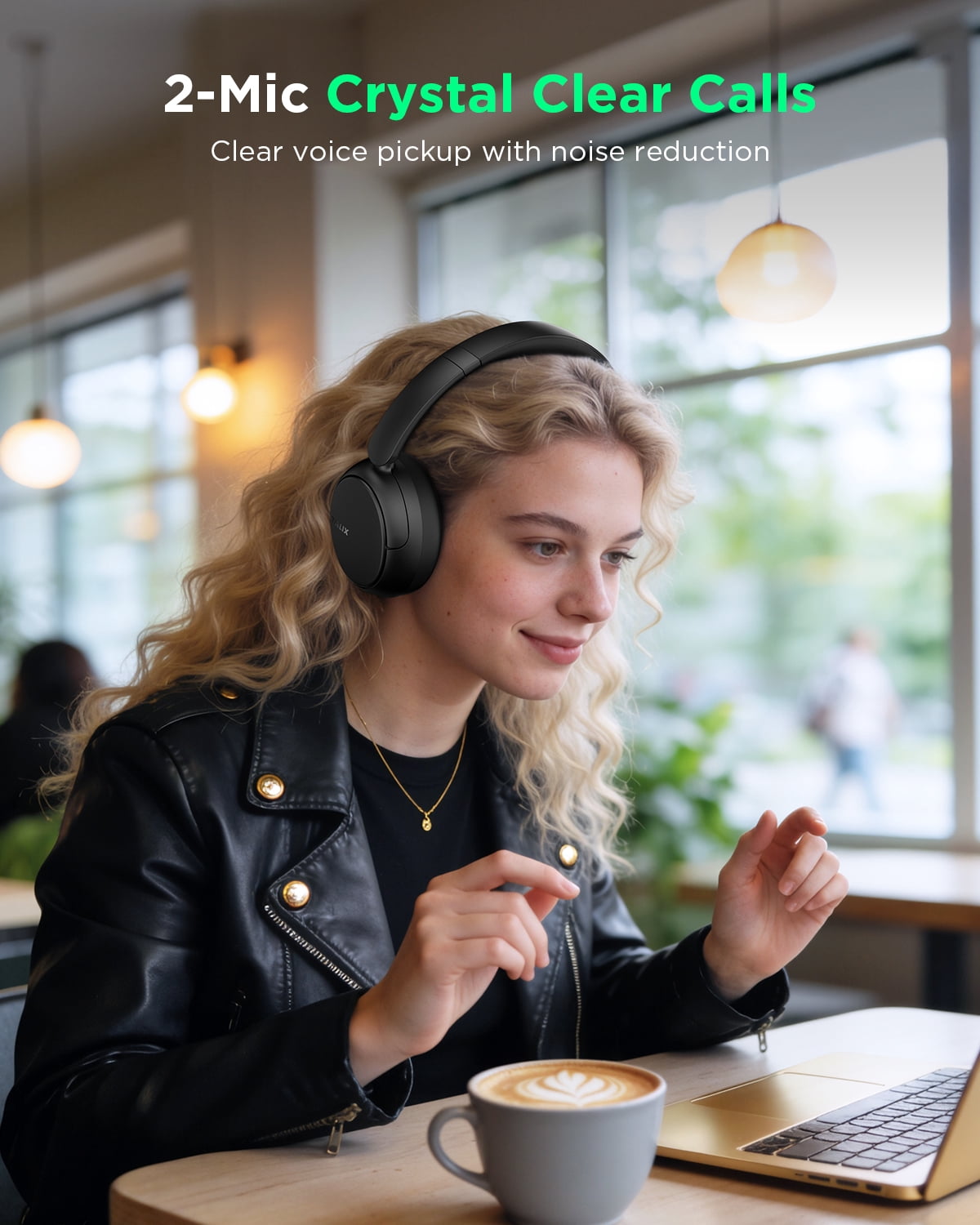 TALIX H30 Adaptive ANC Wireless Headphones Over Ear,Active Noise Cancellation with Multiple Modes,Black