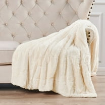 Home Soft Things Serengeti Double Sided Faux Fur Throw - Ivory - 50" x 70"