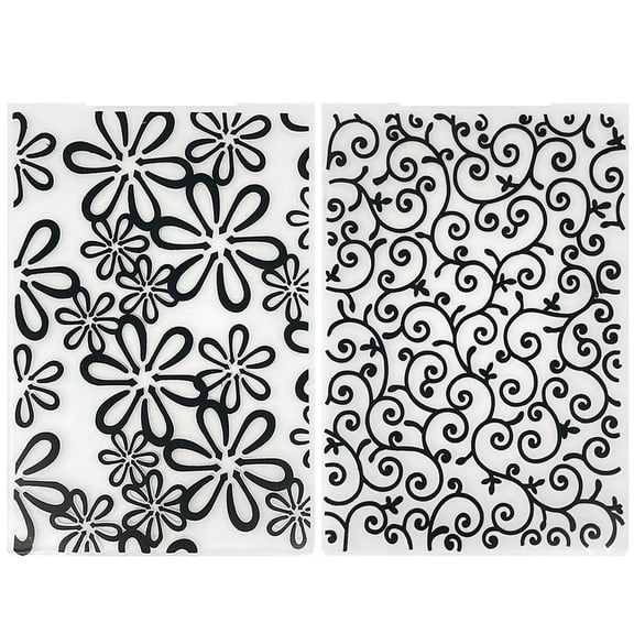 Wrapables Embossing Folder Paper Stamp Template for Scrapbooking, Card Making, DIY Arts & Crafts (Set of 2), Flowers and Vines