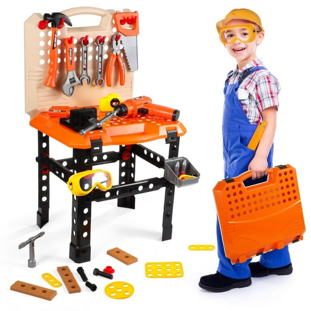 Banco de trabajo de herramientas para niños, kit de taladro eléctrico para niños pequeños, juguete STEM, juego de simulación para niños, banco de herramientas eléctricas, juguetes educativos de constr