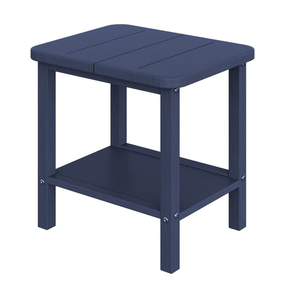 17.7" HDPE Double Patio Side Table - Rectangular Small Outdoor End Table for All Outdoor Spaces