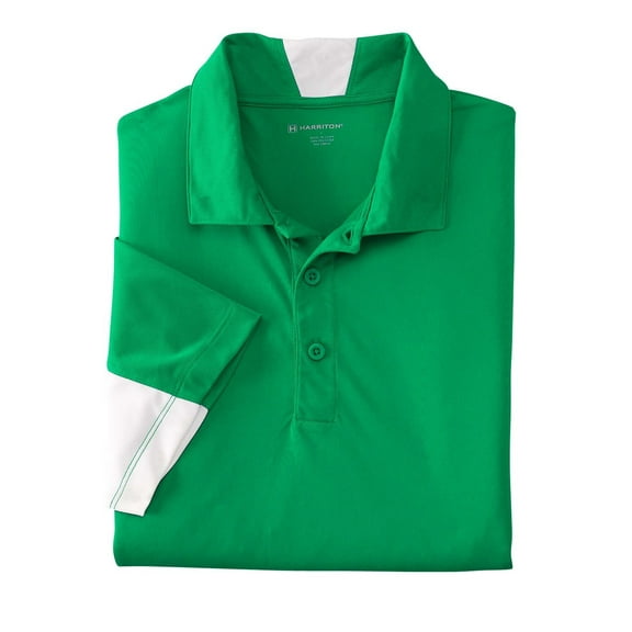 Harriton M355 Men's Side Blocked Micro-Piqué Polo