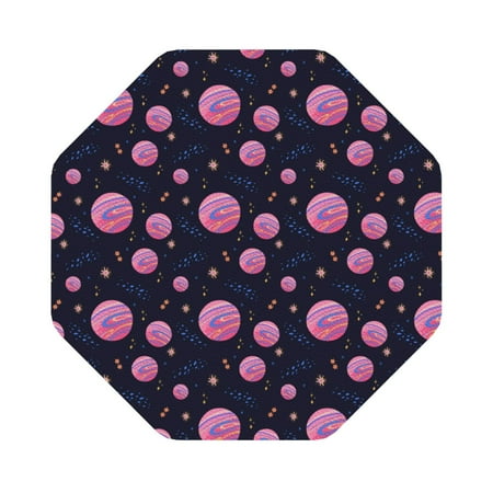 

Salouo Pink Planets And Stars Print Round Coaster Drink Coasters Leather Bar Beer Beverage Coasters for Drinks Set of 4 for Tabletop Protection Coffee Table Decor