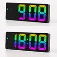 thumbnail image 4 of LED Mirror Digital Alarm Clock - Stylish Display with Time, Date & Temperature | Colorful Light Options & Dual Hanging Modes (Perfect for Bedroom & Office Decor)-Black Shell Mirror C Model, 4 of 10