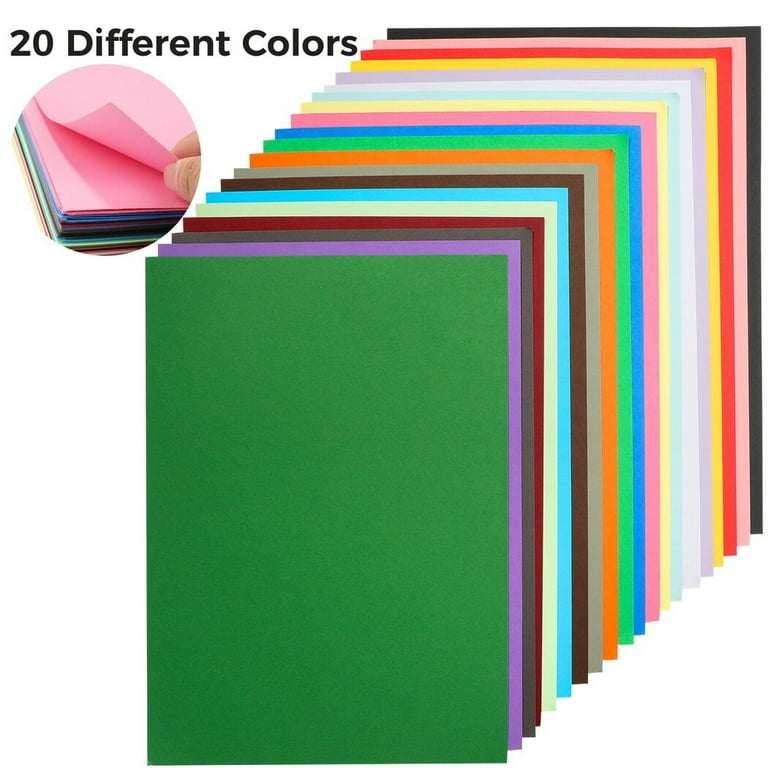 Cardstock 100 Sheets Heavy A4 Colored Papers 20 Colors Pure Wood