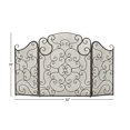thumbnail image 4 of DecMode Black Traditional Metal 3 Panel Foldable Fireplace Screen with Mesh Netting and Scroll Pattens, 52"W x 35"H, 4 of 12