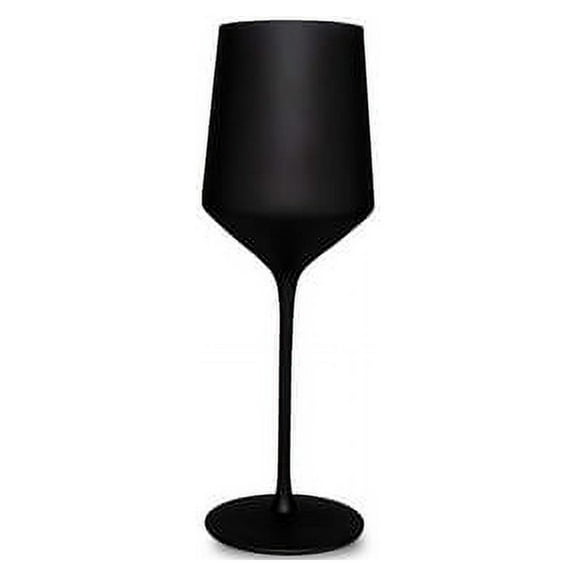 Vikko Dcor Matte Black Wine Glasses | Thin  Hand-Blown Glass  Tall  Elegant Stem  Dishwasher Safe  14.2 Ounce Cup  Set of 12 Stunning Wine Glasses  9.5 x 2.8