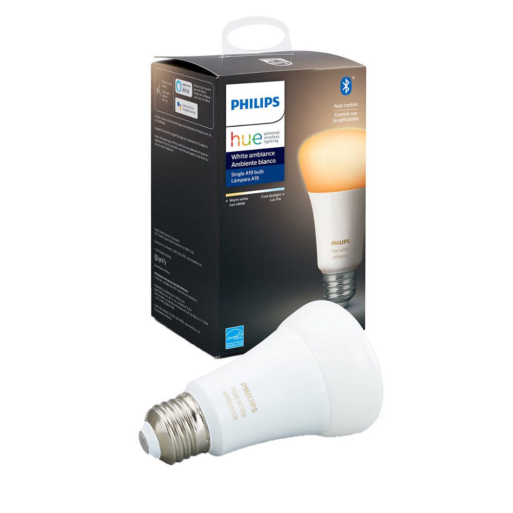 Philips Hue 1pack A19 E26 Smart Bulb, White