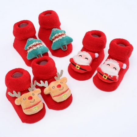 

0-1Y Cartoon Baby Girl Boy Baby Christmas Socks Floor Sock Warm Cotton