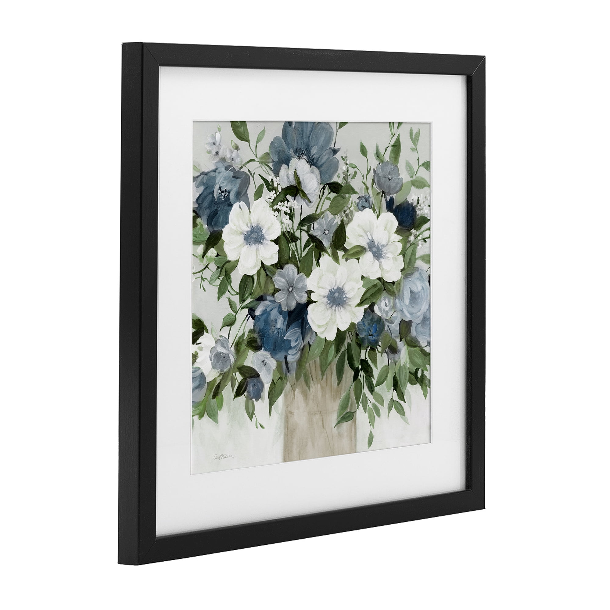 Stupell Industries White & Grey Blossoms Black Framed Print Under Glass, design by Carol Robinson