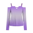 thumbnail image 5 of FAIWAD Womens Long Sleeve Cold Shoulder Tops V Neck Hollow Out Strape Blouses Slim Stretch Tunic Tops, 5 of 5