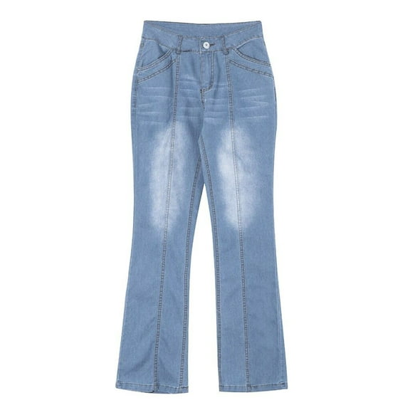 Special Offer! Beshee Jeans for Women Jeans Waisted Stretch Button Women Denim Flare Mid Jeans Pants Embroidery Women's Jeans Pants for Women Light Blue XL