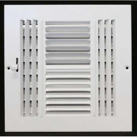 

12 w X 12 h 4-Way AIR Supply Grille - Vent Cover & Diffuser - Flat Stamped Face - White [Outer Dimensions: 13.75 w X 13.75 h]