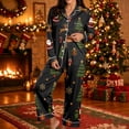 thumbnail image 2 of Womens Christmas Pajama Set Long Sleeve Collared Sleep Shirt and Lounge Pants Festive Holiday Loungewear Outfit for Home, 2 of 5