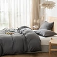 thumbnail image 3 of UlikTree Microfiber Duvet Cover Set Solid Color Dark Grey Queen Size 90x90 Inches, 3 of 7