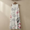 thumbnail image 5 of Xoenoiee Tiger Plum Blossom Cloud Print Women's Boho Maxi Sundress 2026 Linen Summer Dress Round Neck Sleeveless Loose Tank Dress, Casual Flowy Beach Vacation Clothes with Pockets, Size L, 5 of 7
