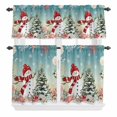 thumbnail image 2 of Kitchen Window Curtains Valance and Tier Set, Christmas Tree Snowman Rod Pocket Tier Curtain Valance Set, Winter Snowflakes Corals Light Filtering Cafe Curtains for Bedroom Living Room, 2 of 9