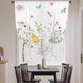 thumbnail image 4 of Spring Wildflowers Tie Up Curtain 63 Inches Long, Blue Morocco Pink Flower Plant Country Balloon Style Kitchen Window Curtain Over Sink, Small Window Rod Pocket Curtain 46"x63", 4 of 9