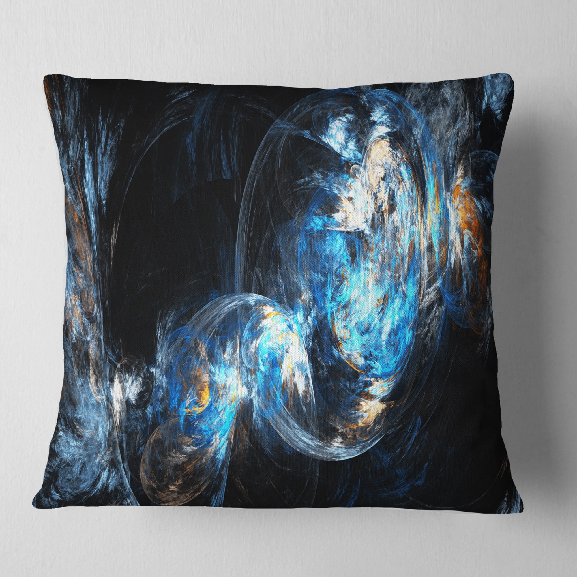Designart Colored Smoke Blue - Abstract Throw Pillow - 18x18