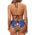 thumbnail image 6 of Uourmeti Women's Halter Neck Two Piece Bikini Set Christmas Santa Reindeer Car Print Sexy Tie Side Swimsuit for Tropical Vacation & Pool Party, 6 of 9