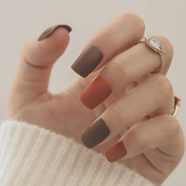 Square Fake Nails Brown Orange Long Press On Nails Matte False Nails Acrylic Full Cover Nails For Women And Girls 24pcs Walmart Com Walmart Com Square Fake Nails Brown Orange Long Press On Nails Matte False Nails Acrylic Full Cover Nails For Women And Girls 24pcs Walmart Com Walmart Com