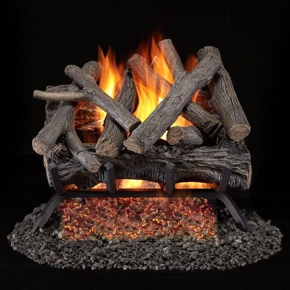 Bluegrass Living Vented Natural Gas Fireplace Log Set - 18 in. Rustic Oak, 45,000 BTU, Match Light - Model# BVL18-3