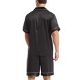 thumbnail image 2 of SWSMCLT Men's 2 Piece Satin Pajama Set Lightweight Soft Fall Button Spring Silk Silky Lounge Set Short Sleeve Pj Set Black Medium, 2 of 4