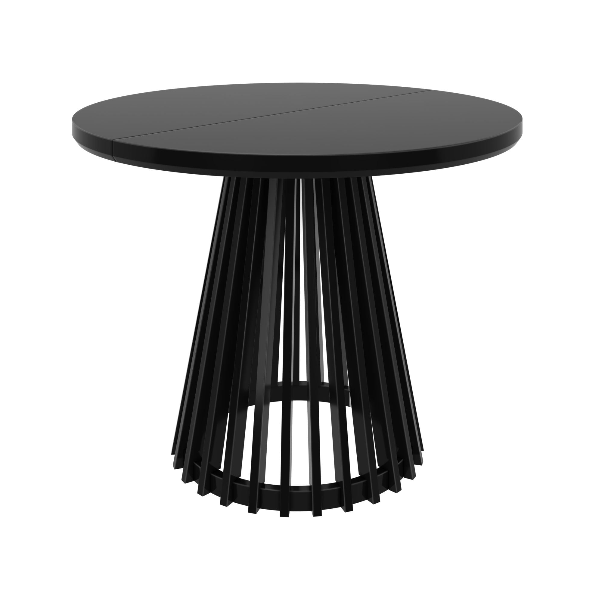 Plank+Beam 38" Lido Round Dining Table, Solid Wood Minimalist Kitchen Table for 4, Black