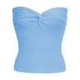 thumbnail image 5 of WREESH Womens Tube Top Fashion Strapless Strapless Bra Solid Color Threaded Knitted Top Light Blue, 5 of 6