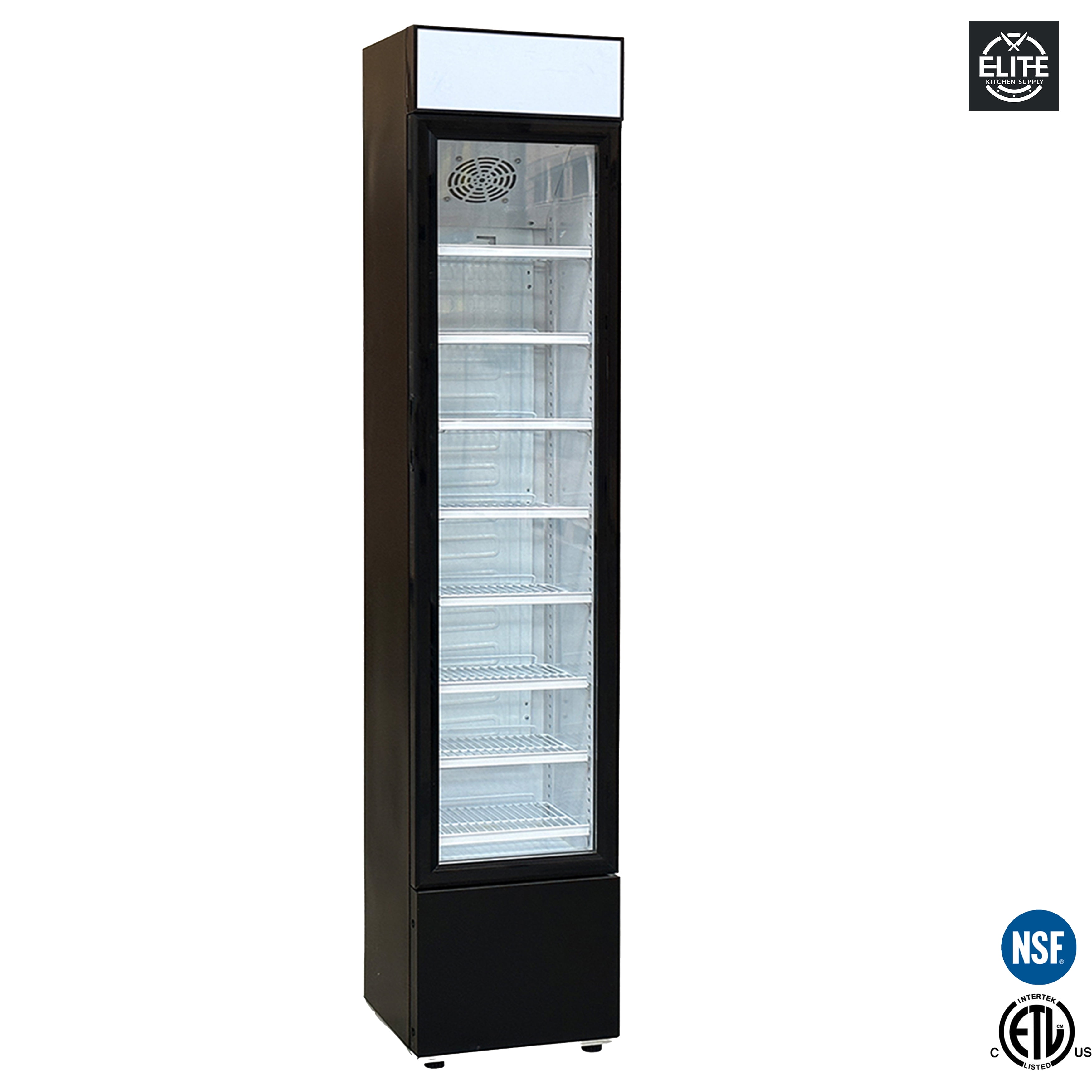 15 in. Width Commercial Narrow Glass Door Upright Reach-in Refrigerator 3.7 Cu.Ft. Cooler Display
