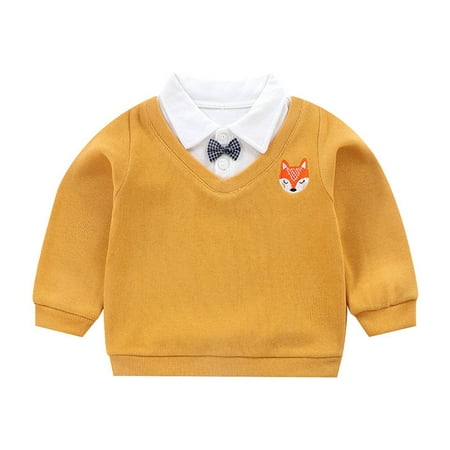 

Aompmsdx Kids Children Toddler Baby Boys Long Sleeve Gentleman Cute Cartoon Patchwork Bowknot Sweater Blouse Tops Outfits Clothesstranger Things