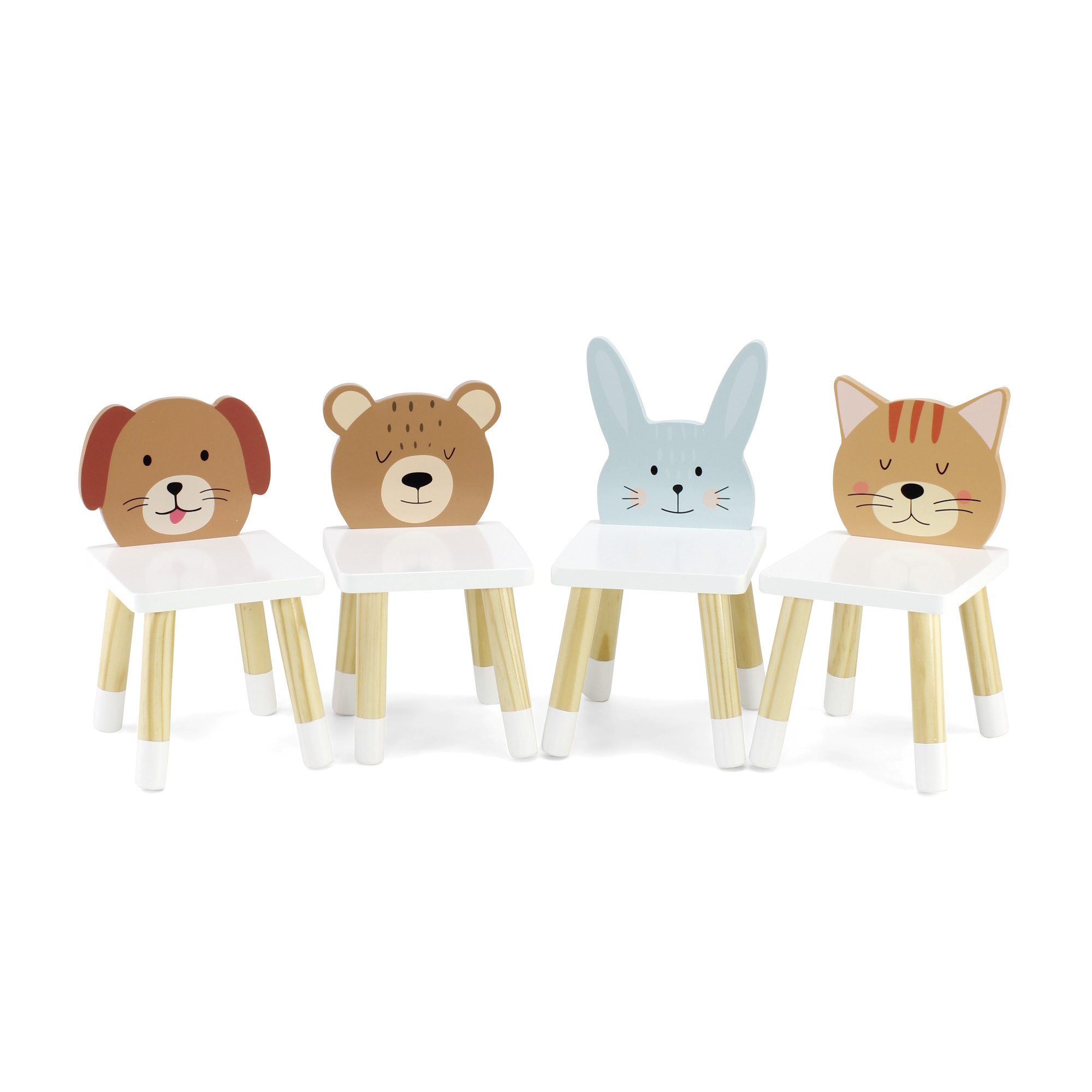 Emily Rose 18 Inch Doll Wooden Kitchen Table and 4 Chair Dining Set Adorable Animals Theme | 18-in Doll Furniture Accessory - Compatible with American Girl Dolls