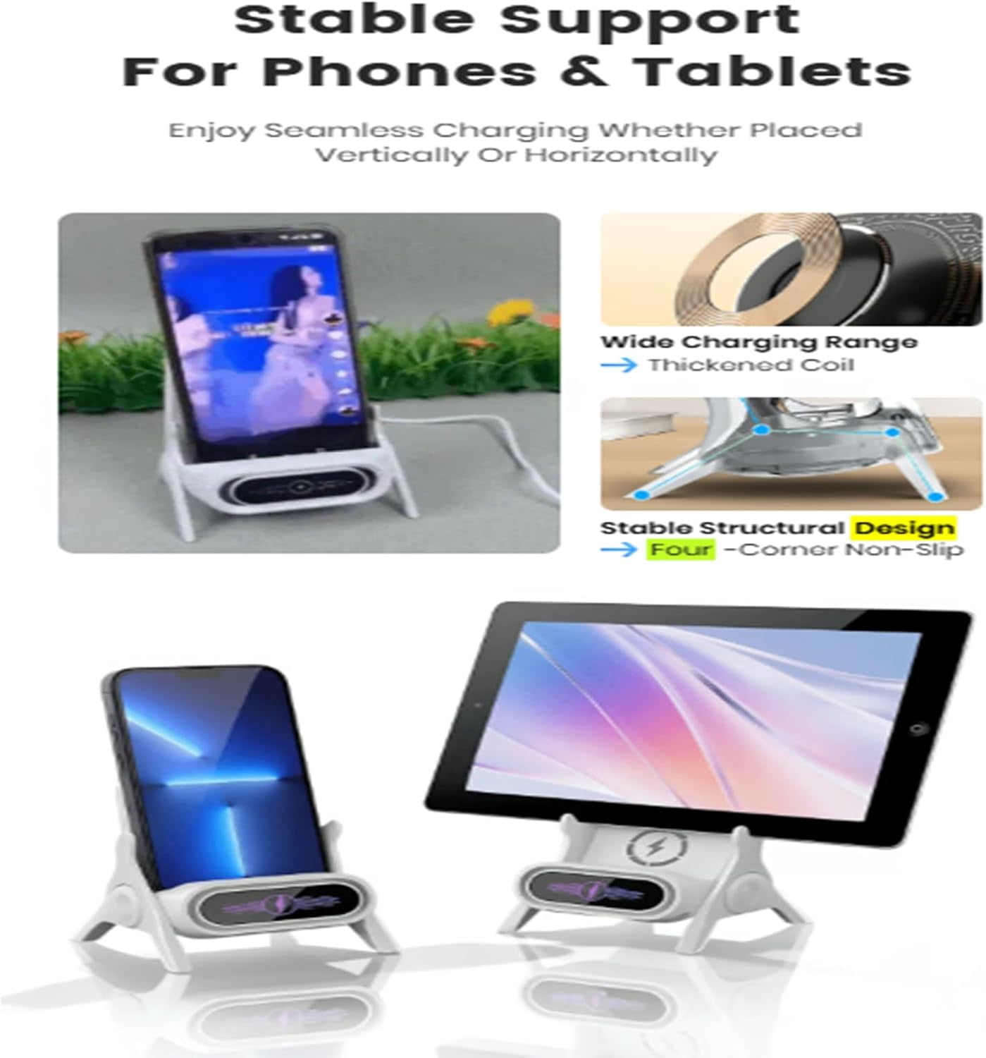 Multifunctional Wireless Fast Charger Phone Stand, Mini Chair Wireless Fast Charger Multifunctional Phone Holder, Cute Chair Shape Phone Charger Stand, Adjustable Desktop Phone Stand Charging (Pink)