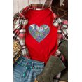 thumbnail image 3 of Women's Red Rainbow Sequin Heart Shape Crew Neck T-Shirt - Fun and Casual Graphic Tee | [ZhiHiMeRi] | (US 20-22)2XL, 3 of 7