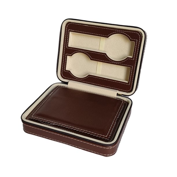 Caja de reloj con tapa ligera, caja de almacenamiento Simple con cremallera portátil, resistente al agua, de gran capacidad, accesorio de Almacenamiento y organización del hogar Marrón de 4 bits Inteprter HA074284-03
