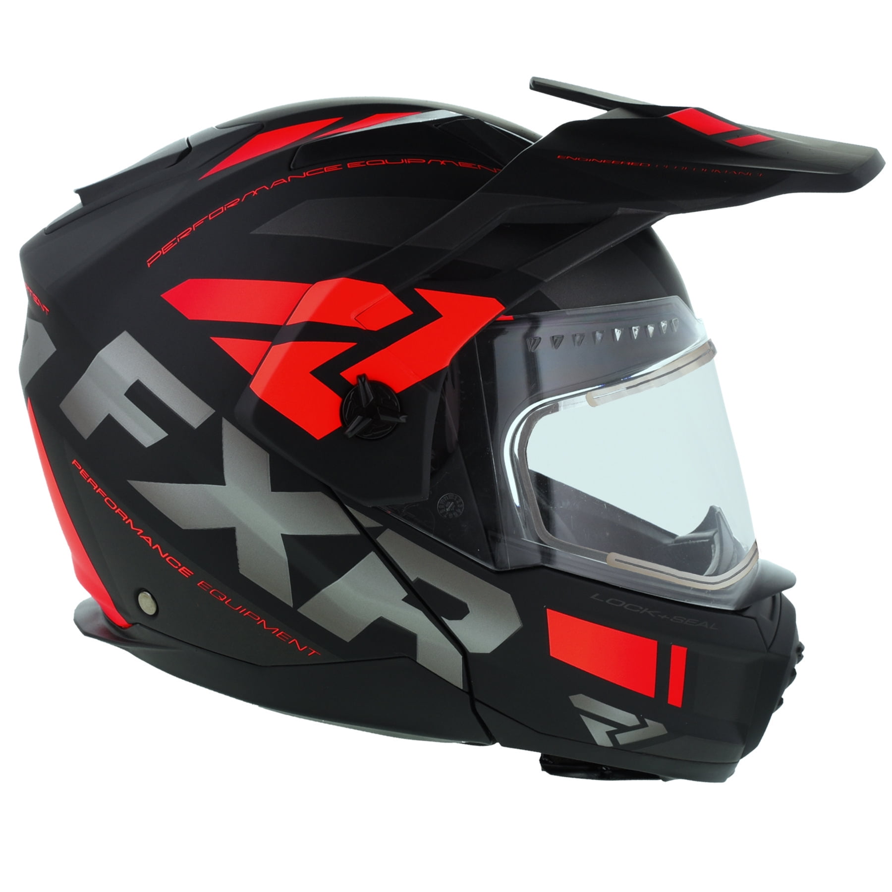 FXR Adult Black/Charcoal/Red Maverick Modular Team Helmet Electric