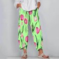 thumbnail image 2 of Loose Beach Ankle Pants for Women Floral Print Fashion 2025 Summer Casual Plus Size Capris Trousers with Tulip Hem, 2 of 5