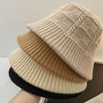 thumbnail image 3 of CoCopeaunts Plain Bucket Hat Women Girls Winter Warm Solid Color Beanie Hat Chunky Cable Knit Hats Foldable Floppy Knitted Cap, 3 of 8