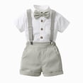 thumbnail image 2 of Baby Boy Outfits Toddler Boy Clothes formal with Bowtie Overall Short Pants Gentle Wedding Set Trendy Summer Clothes Grey 3-4 Years, 2 of 7