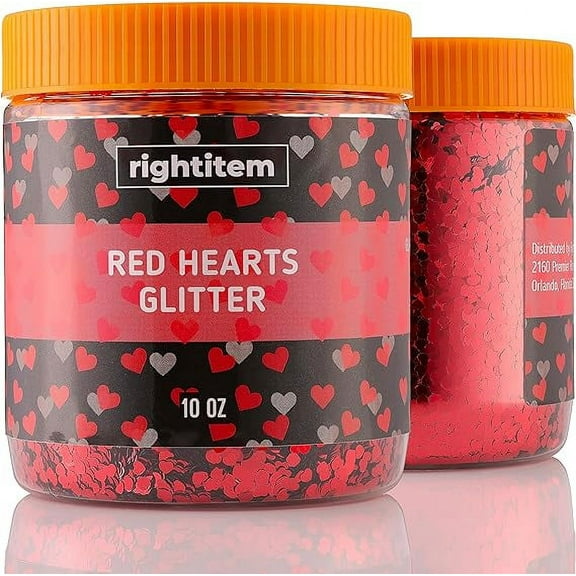 Nail Glitter - Red Hearts Chunky Glitter in Jar - 10 Oz Glitter for Crafts - Glitter for Slime - Face Glitter - Candle Glitter - Body Glitter