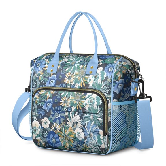 Pioneer Flower Floral Print Pattern Womens Lunch Box for Work,Insulated Large Lunch Bag for Tween and Teen,Loncheras Para Mujer,Leakproof Adult Lunch Bag for Work,Beach,Travel,Picnic,Camping