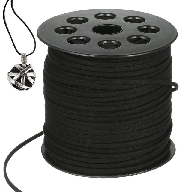 1 rollo de cordones de cuero sintético de 2,6 mm para tejer, accesorios de joyería, hilo de gamuza sintética para abalorios, pulseras y collares (negro)