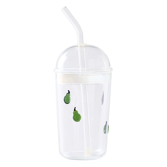 Better Homes & Gardens Glass Sipper Pear Icon With Glass Lid, 16 Ounce Capacity