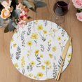 thumbnail image 3 of Yellow Spring Floral Round 15 Inch Placemats Set of 4, Flowers Botanical Elegant Pastoral HeatResistant Non Slip Place Mats for Dining Table, Wipeable Braided Kitchen Table Mats for Housewarming, 3 of 9