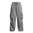 thumbnail image 4 of Women's High Elastic Waist Cargo Jogger Pants Baggy Streetwear Trousers, 4 of 6